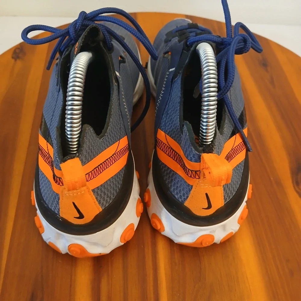 Nike React Element 55 Mens 7.5 Blue Orange Running Shoes Sneakers CI3831-400